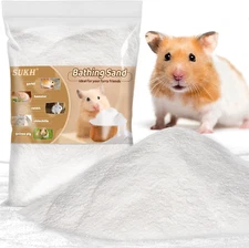 Sukh 14 OZ Hamster Sand Bath - Whit Fine Sand Hamster Bedding Reptile Silica San