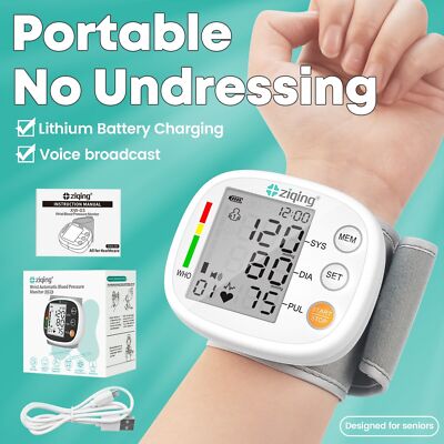 Wrist Blood Pressure Monitor Automatic BP Machine Heart Rate Detection
