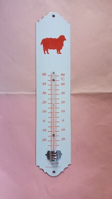 Red Sheep Enamel Thermometer Traditional Enamel 30cm Made in France New
