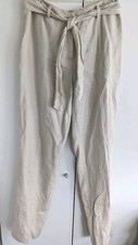 Jones New York Signature Linen Pant Removable Belt Tie Size 8 Natural Tan Color
