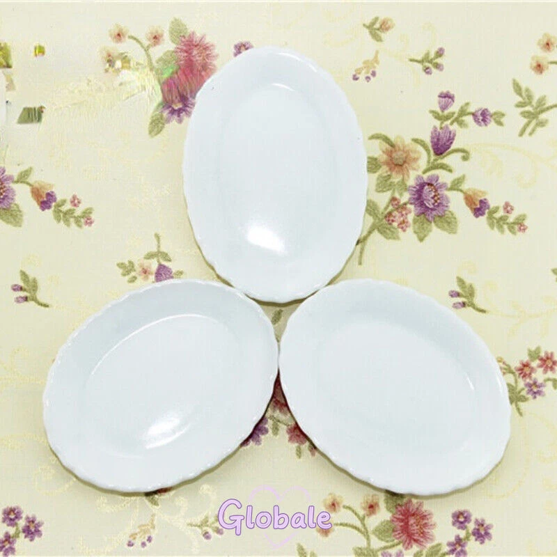 2 Stück Maßstab 1:6 Miniatur Puppenhaus Porzellan Große Teller Küchen Zubehör - Bild 2 von 4