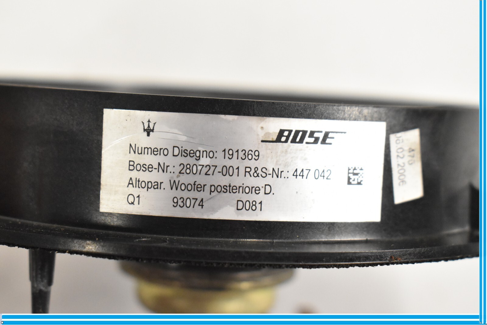 Maserati Quattroporte 2003-2012 Rear Right Speaker P/N 191369