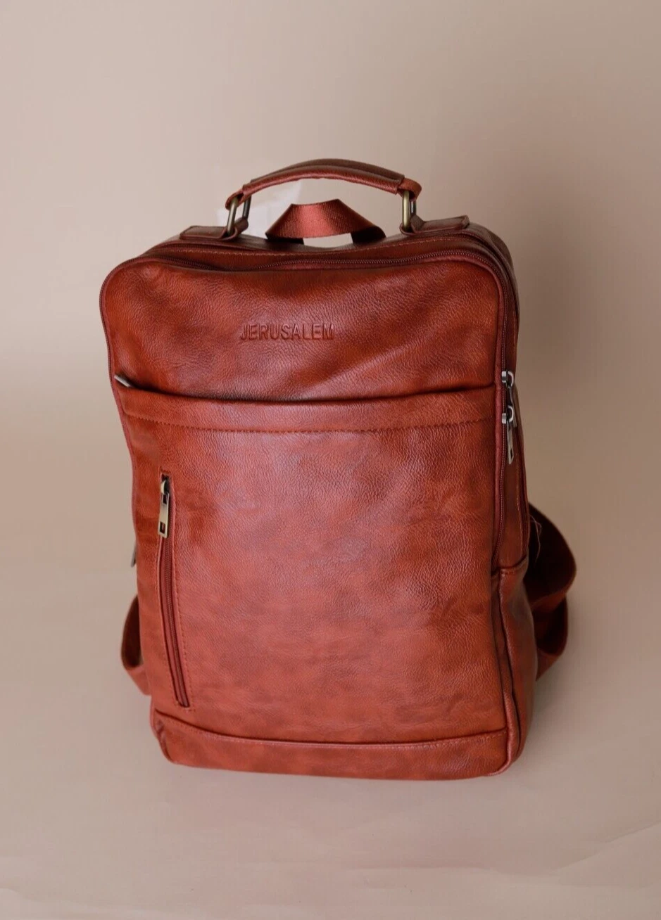 Unisex Handmade Leather Backpack Minimalist Vintage Style | Crafted in Jerusalem