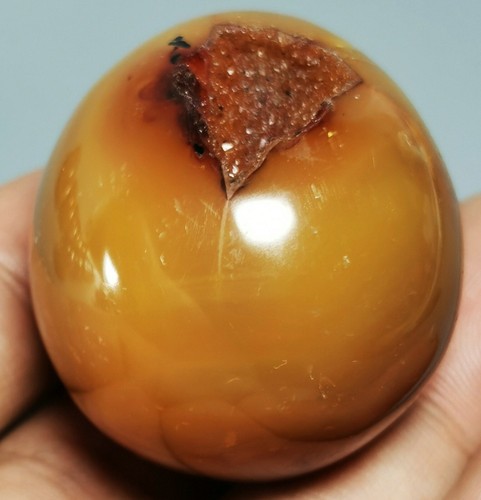 66g Polished CARNELIAN SPHERE GEODE EGG -Madagascar - Picture 9 of 9