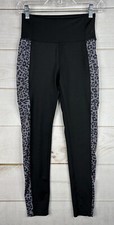 NICOLE MILLER SPORT Leggings Womens M Black Animal Print Skinny Leg Workout Yoga