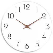 Wall Clock 10 Inch Silent Non Ticking Wood Wall Clocks Battery Operated - Woo...