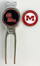 NCAA Golf Divot Repair Tool Beltclip w Ballmark Silver Mississippi Rebels Miss