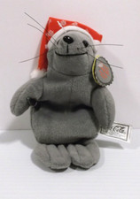 Vintage 1997 Coca-Cola Bean Bag Plush 8"Christmas Seal in Snowflake Cap 0102