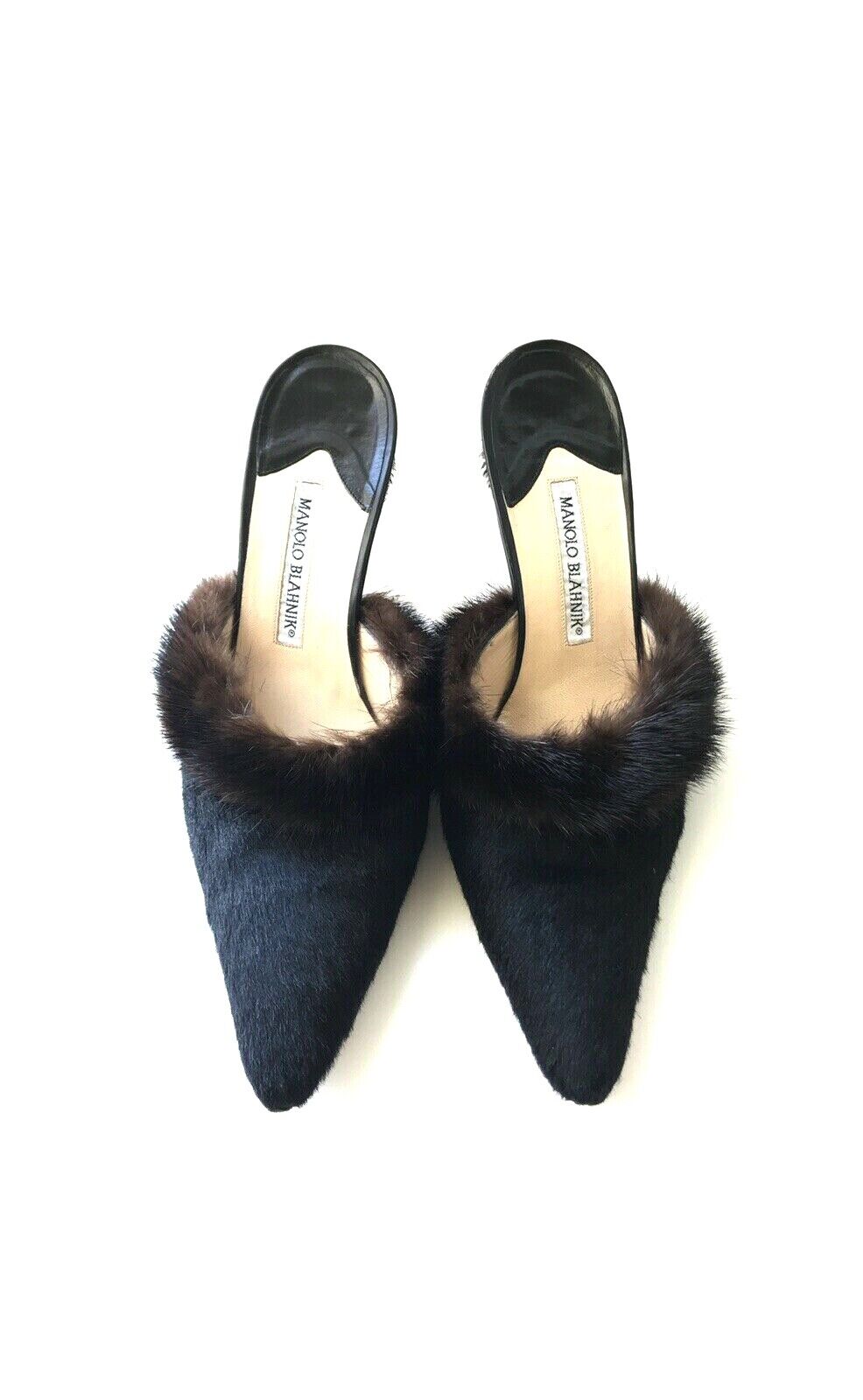 Manolo Blahnik Brown Fur Slides Size 10.5/40.5 - image 1