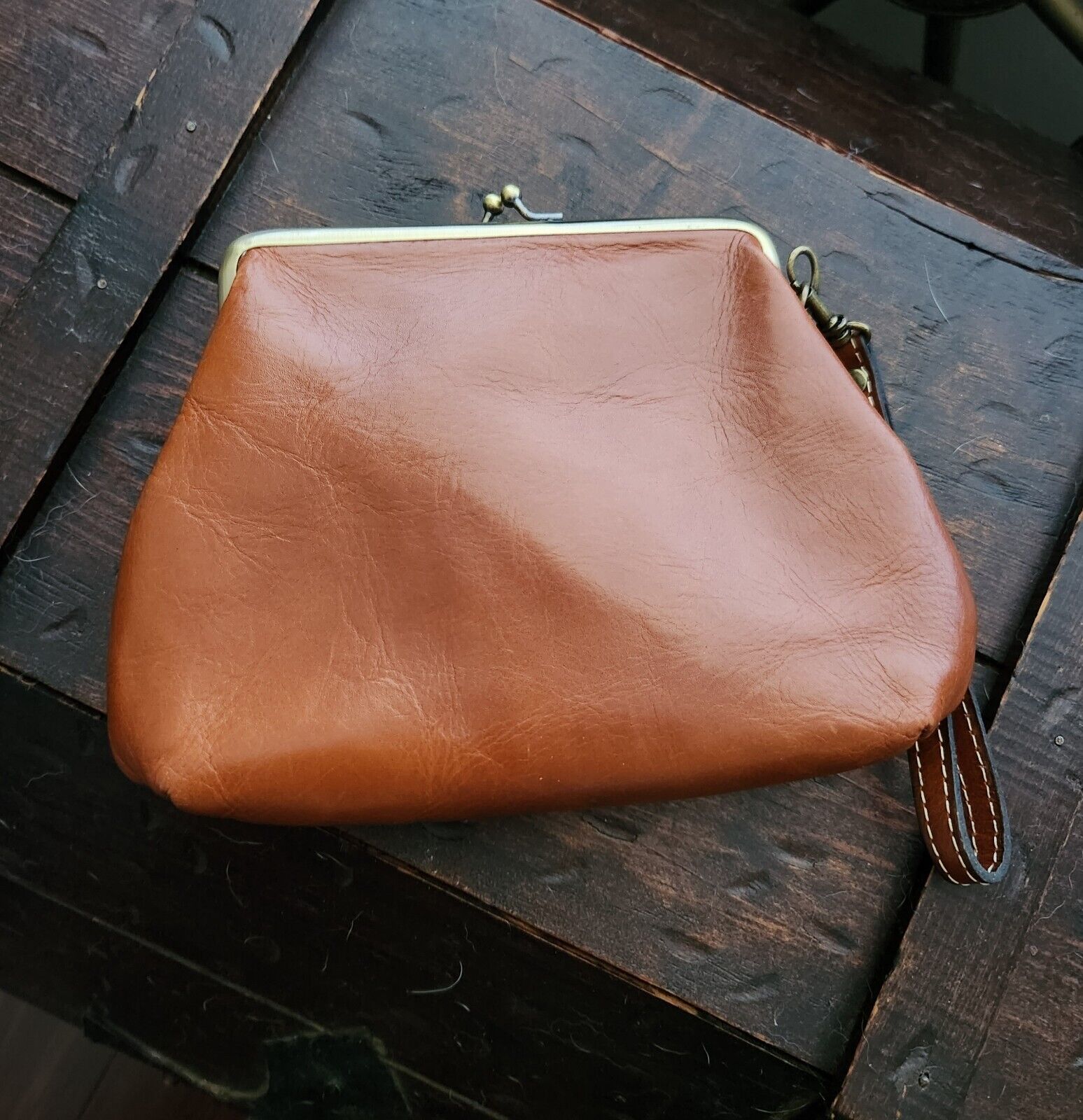 NWT Patricia Nash Cognac Leather Clutch Bag - image 3