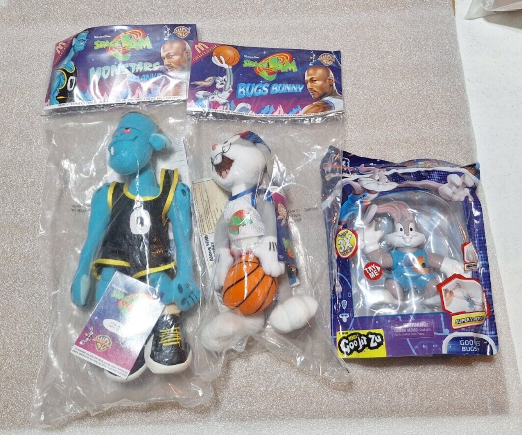 Unopened Disney Space Jam Bugs Bunny Plush with Goo Jit Zu Stretch Toy