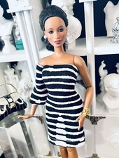 OOAK Curvy Fashion Doll Size Chic black And white Cocktail Dress ensemble LAST1