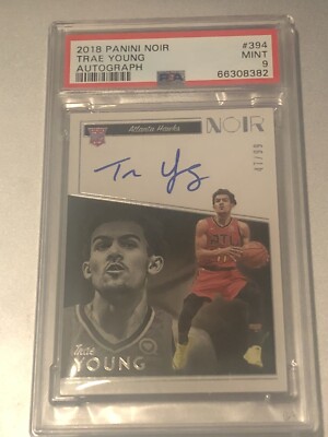 2018-19 Panini Noir Trae Young RC Rookie Auto /99 PSA9 #394