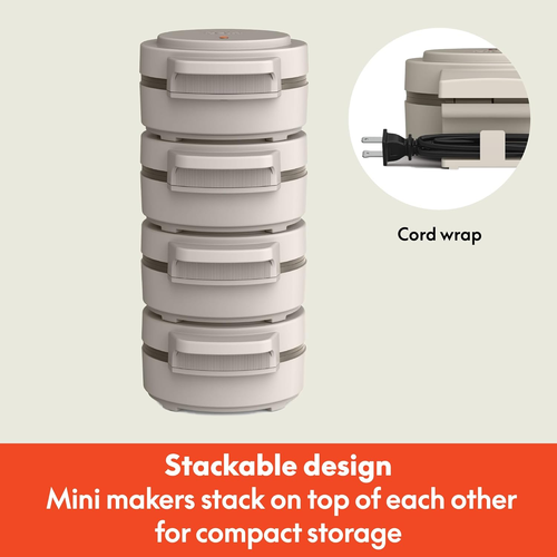 Snack-N-Store Mini Waffle Maker, Evergood™ Ceramic Nonstick Coating, Cord Wrap, - Picture 3 of 12