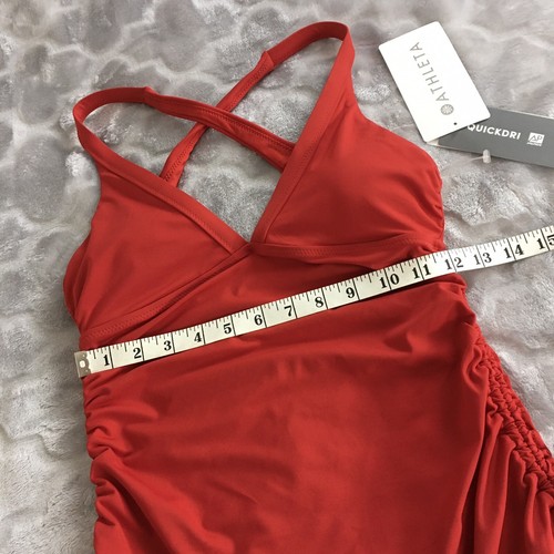 Athleta Size XS Side Scrunch Swim Tankini Top Red NWT $64 UPF Quick Drying - Picture 7 of 11