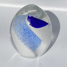 Vintage Caithess Glass Paperweight Swish Cobalt Blue Britannia Life Centenary