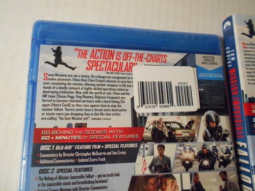 Mission Impossible Fallout ~ Blu-ray + DVD 2018 ~ Tom Cruise Blu Ray New Sealed - Foto 7 di 12