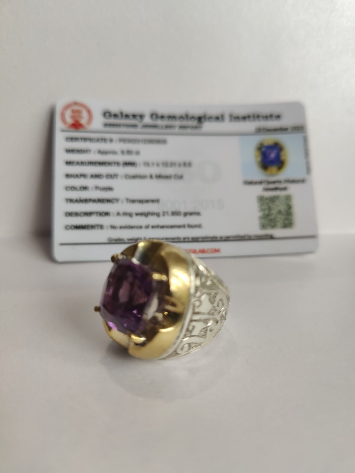 Bague argent améthyste ajustable anti-allergie pour peau sensible