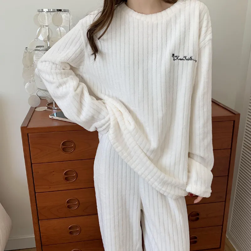 Flanell Schlafanzug Damen 2-teilig Koralle Homewear Neu Locker Freizeit Damen Pyjama - Bild 2 von 41