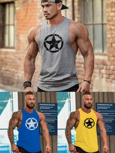 Men's Sleeveless Shirts Y-Back Muscle Gym Training Athletic Workout Tank Tops - Picture 3 of 22