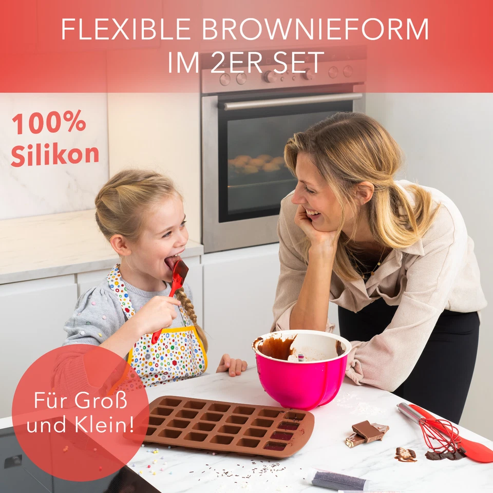 AVANA Brownieform aus Silikon BPA-Frei Backblech 24er Brownie Backform - 2er Set - Bild 2 von 4