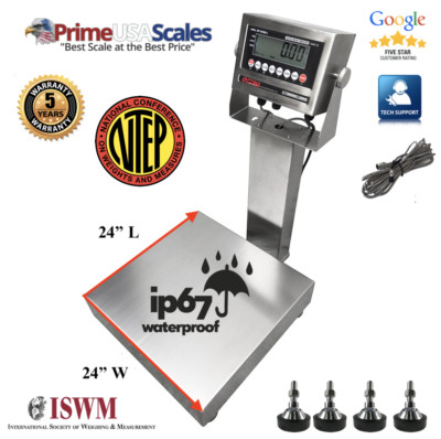 Prime PS-915SS Wash Down Bench Scale 24'' x 24'' 400 lb NTEP Legal for Trade IP67