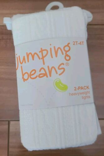 NIB Jumping beans toddler girl 2T-4T heavyweight cotton cable tights black white