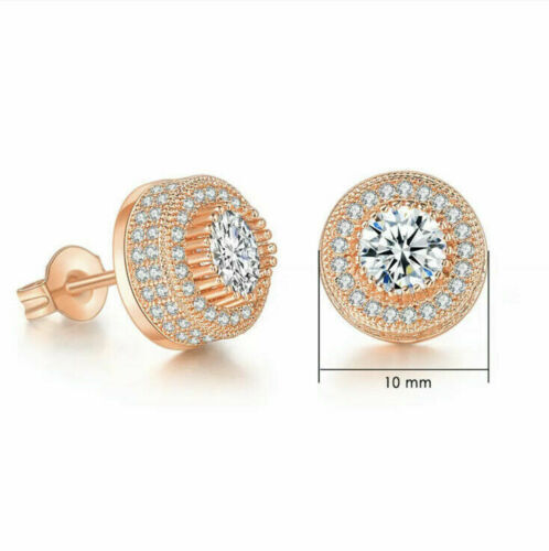 Moissanite Lab-Created 2.01 Ct Round Cut Stud Earrings 14k Yellow Gold Plated - Picture 2 of 4