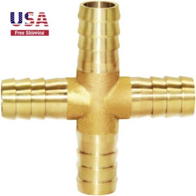 3/8'' Brass Hose Barb Cross Manifold Fitting Intersection/Split Water/Fuel/Air