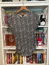 Simply Vera Vera Wang Black White Blouse Side Tie Women's Medium M