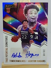 Ashton Hagans 2020-21 Recon True Potential Blue TPS-ASH /49 Auto RC Timberwolves