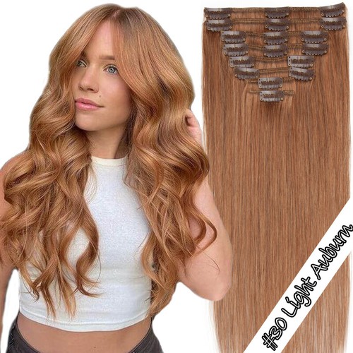 Clip In 100% Real Remy Human Hair Extensions 8pcs Full Head 12 14 16 18 20 22 In - Picture 31 of 36