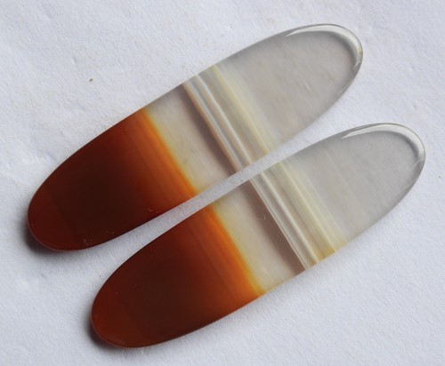48.10 Ct Natural Banded Agate (38mm X 13.5mm each) Cabochon Loose Match Pair - Picture 2 of 3