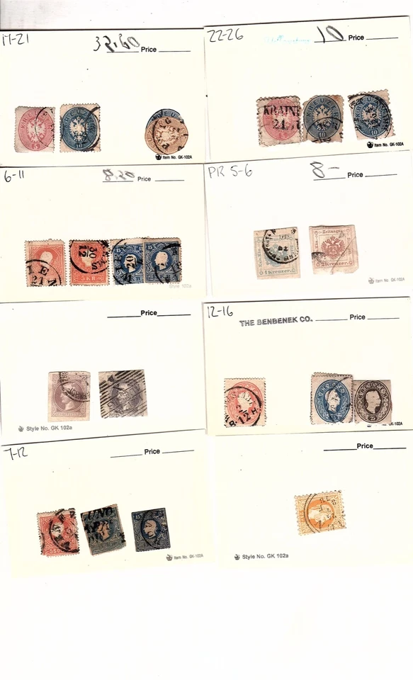 Austria  stamps  on dealer cards with duplicates  cv 133.33 (mb24 - Image 2 of 3
