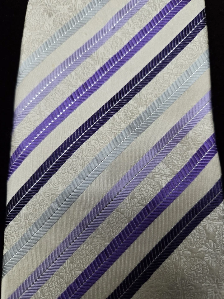Corbata de seda 57/3,5 a rayas coloridas Perry Ellis de colección Foto 4 de 4