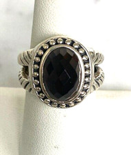 925 STERLING SILVER AND SMOKY QUARTZ RING SIZE 7.75