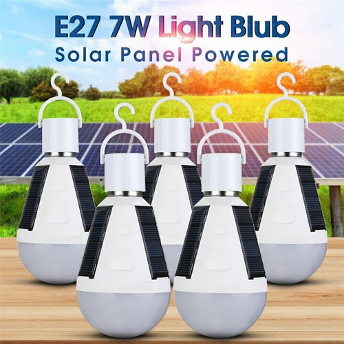 1-5pcs E27 12W Solar Panel Powered LED Bulb Light Outdoor Camping Tent Lamp US - Picture 2 of 15