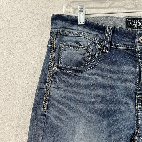 Buckle Black Fit No. 3 Boot Leg Blue Denim Jeans Mens Size 33R Whiskered Faded - Picture 5 of 12