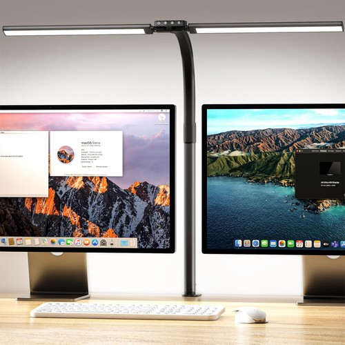Schreibtischlampe LED Dimmbar, Doppelkopf Klemmbar Schwanenhals Büro Tischlampe - Bild 4 von 16