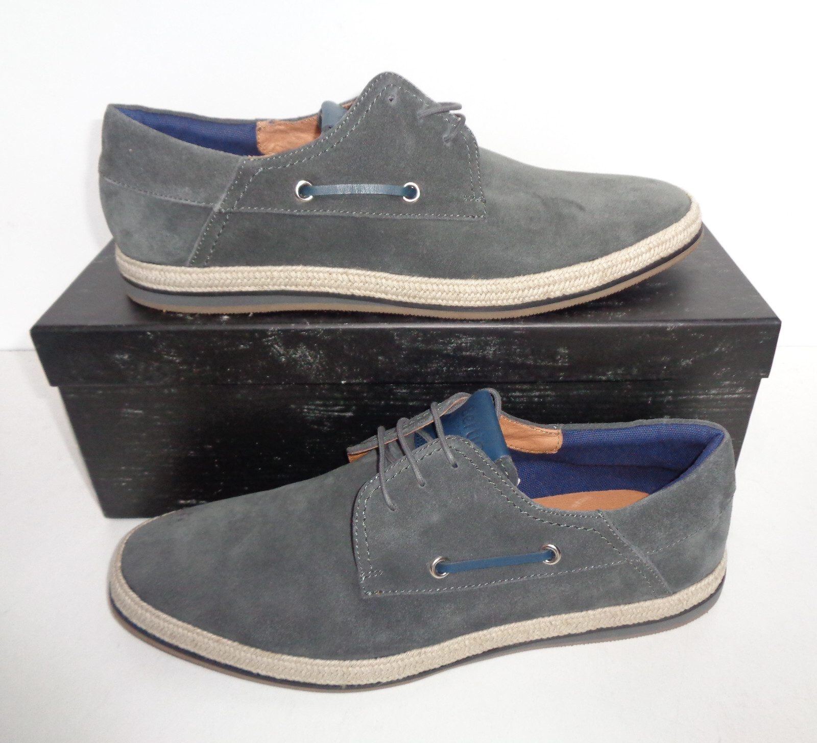 Bertie New Mens Leather Shoes Lace Up Boat Casual Grey Deck RRP £56 UK Size 7 image 4