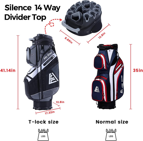 Bolsa de carrito de golf T-Lock organizador superior de 14 vías divisor impermeable con asas Plus - Imagen 4 de 6