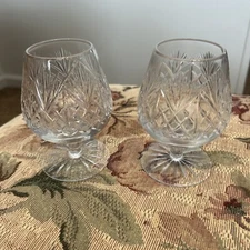 Pair of Edinburgh Crystal Brandy Snifter Glasses 4 7/8" Tall