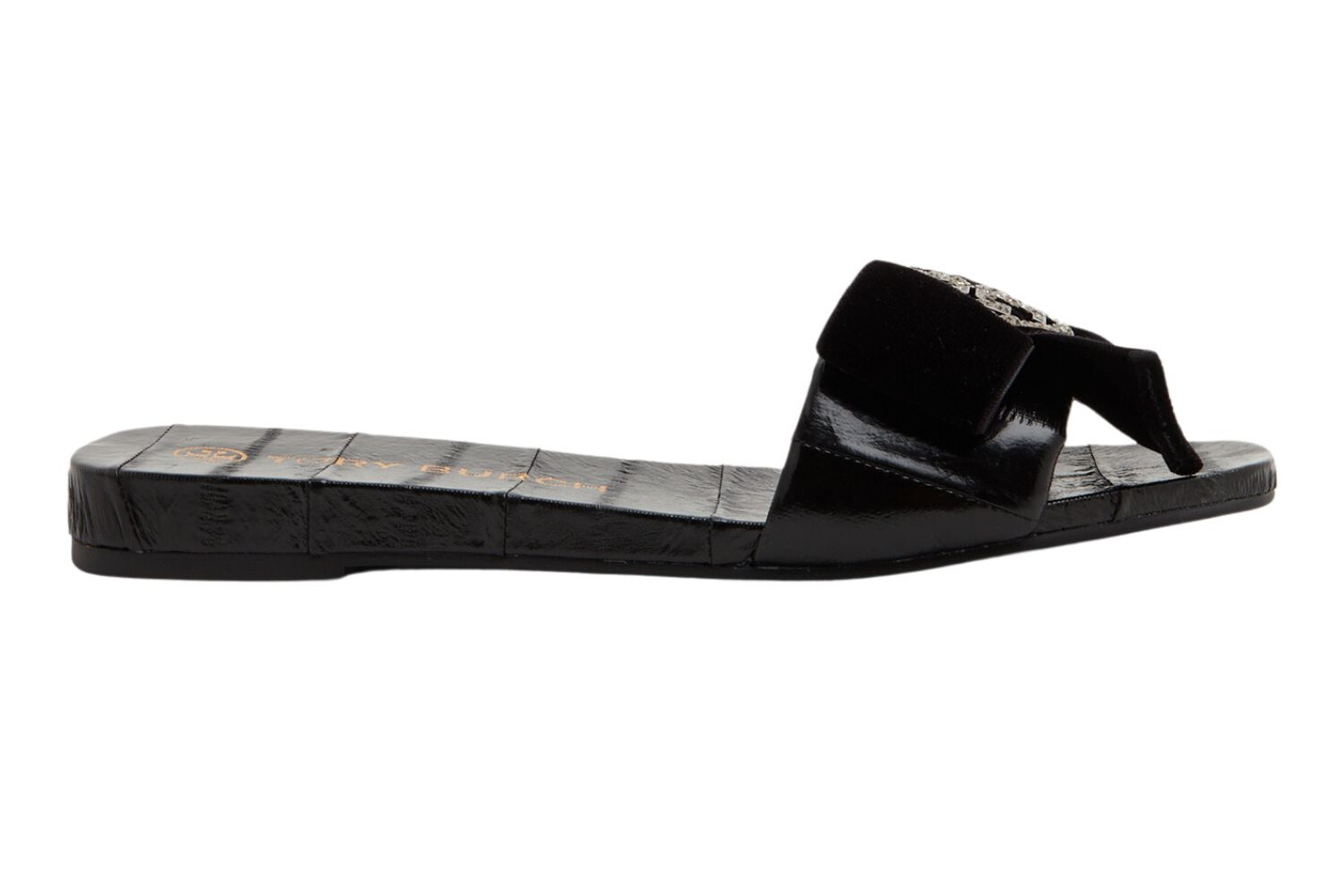 Вьетнамки Tory Burch Crystal Leder Damen schwarz 36,5