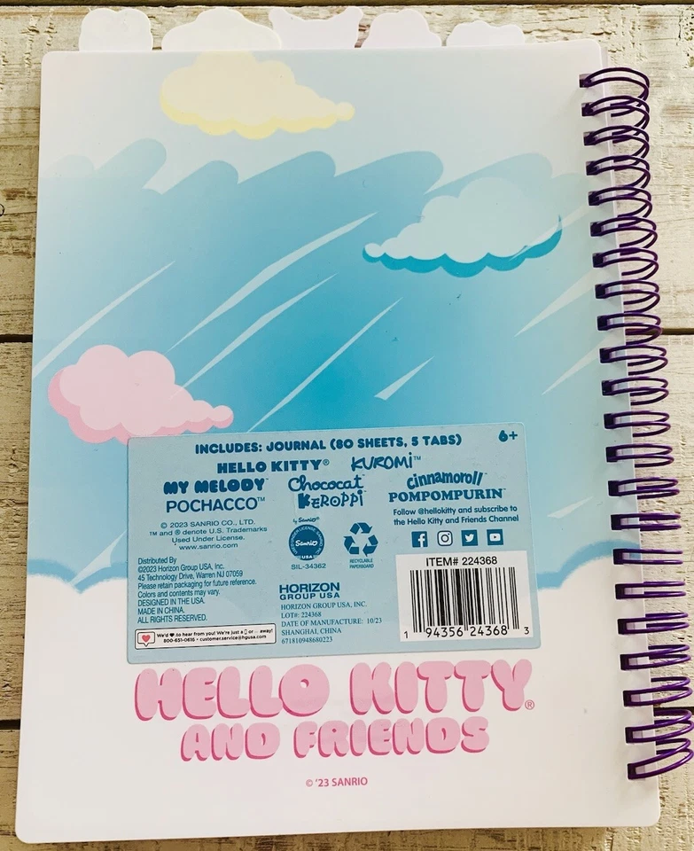 Hello Kitty Journal Diary 9x6” Tab Spiral Notebook Character Designs Ships FAST! - Image 4 of 4