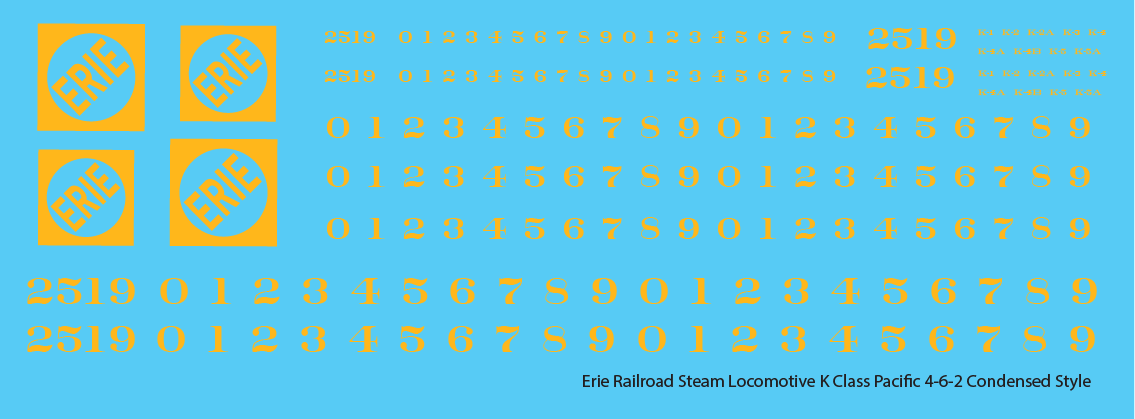 HO Scale - Erie Railroad Steam Locomotive K Class Faded Condensed Logo