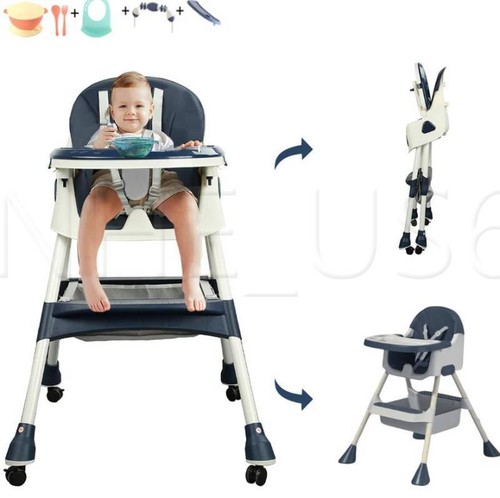4 in 1 Baby Hochstuhl Klappbar Liegend Füttertisch Stuhl Sitz 7 Höhen Neu