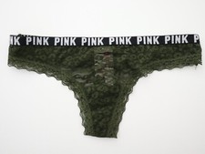 NEW Victoria's Secret VINTAGE 2015 PINK Logo Lace Thong Panty XS X-SMALL