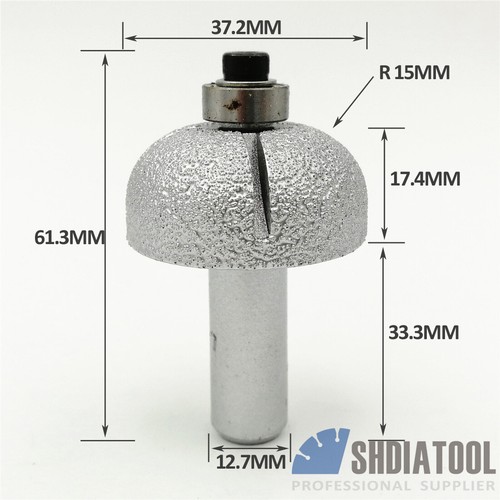 SHDIATOOL 1pc Vacuum Brazed Diamond Router Bits With 1/2" Shank For Stone Marble - Picture 26 of 43