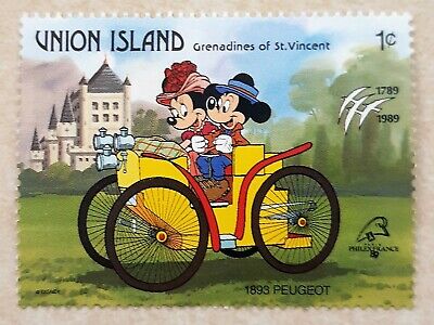 限定品ディズニー☆Authentic Postage Stanp DISNEY STAMPS UNION ISLAND ANTIQUE CARS 6 STAMPS MICKEY AND