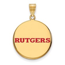 Sterling Silver Gold-plated LogoArt Rutgers University LG Enameled Disc Pendant